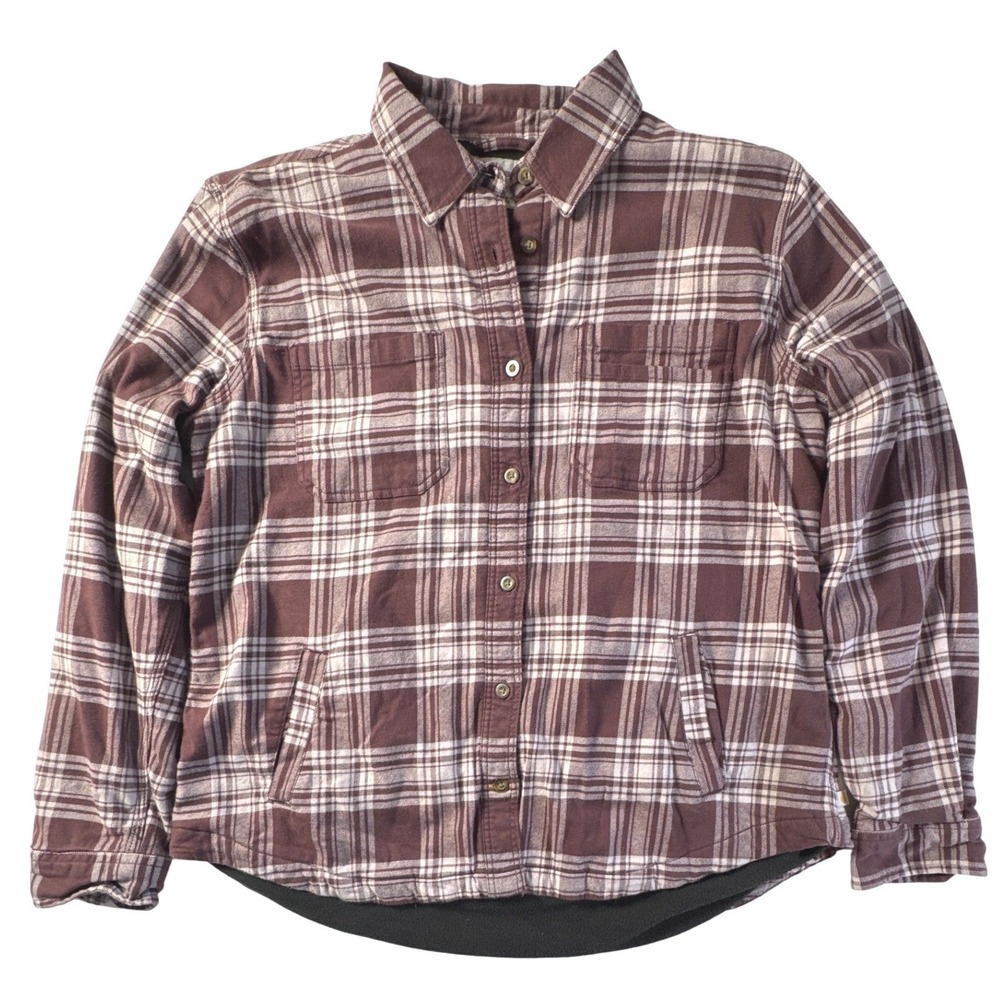 CARHARTT Womens Plaid Flannel Fleece-lined‎ Shirt Jacket Shacket Maroon L 12/14 - Picture 4 of 14